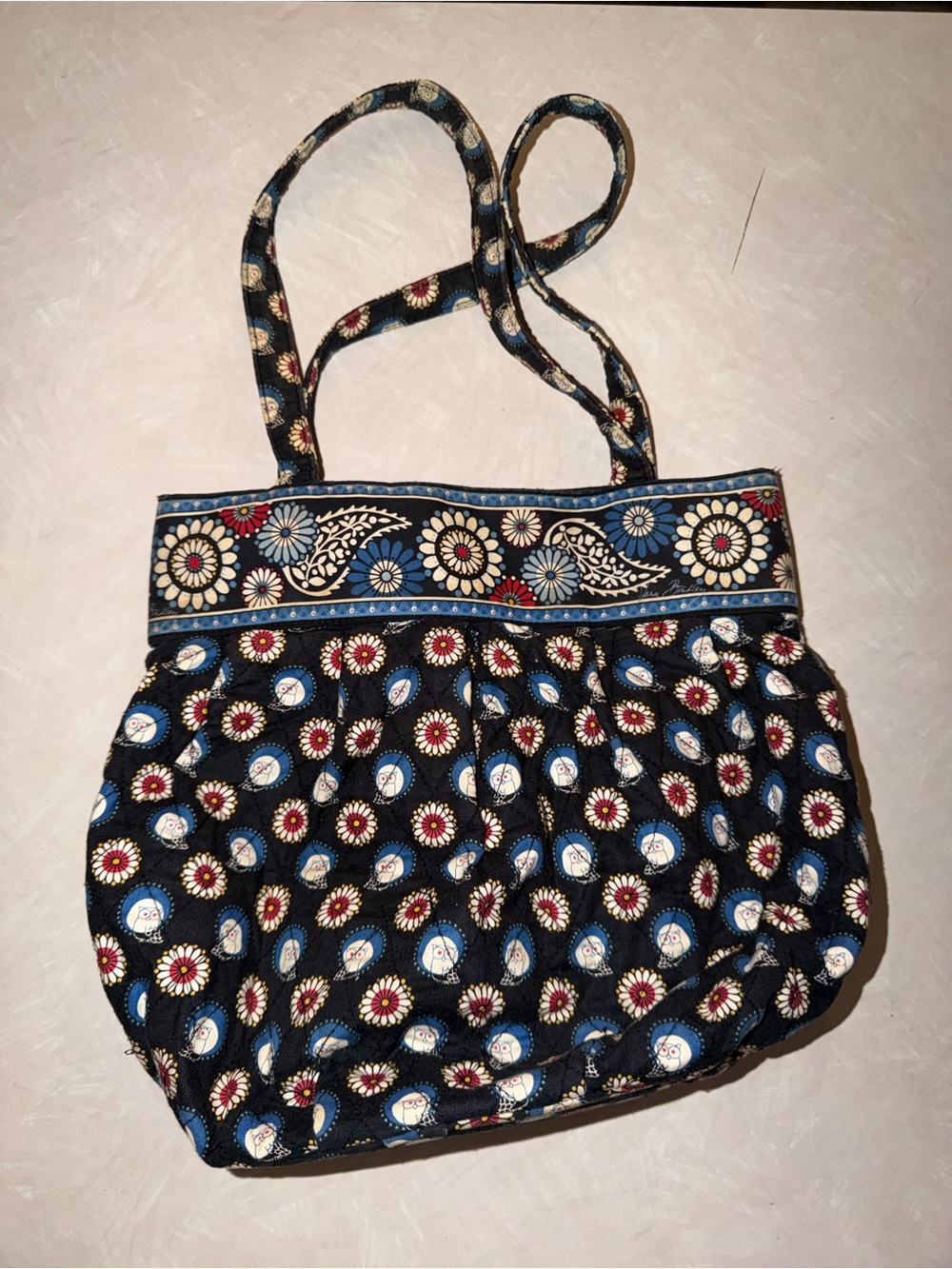 VTG 2008 Vera Bradley Night Owl Pleated Tote Bag Y2K Coquette